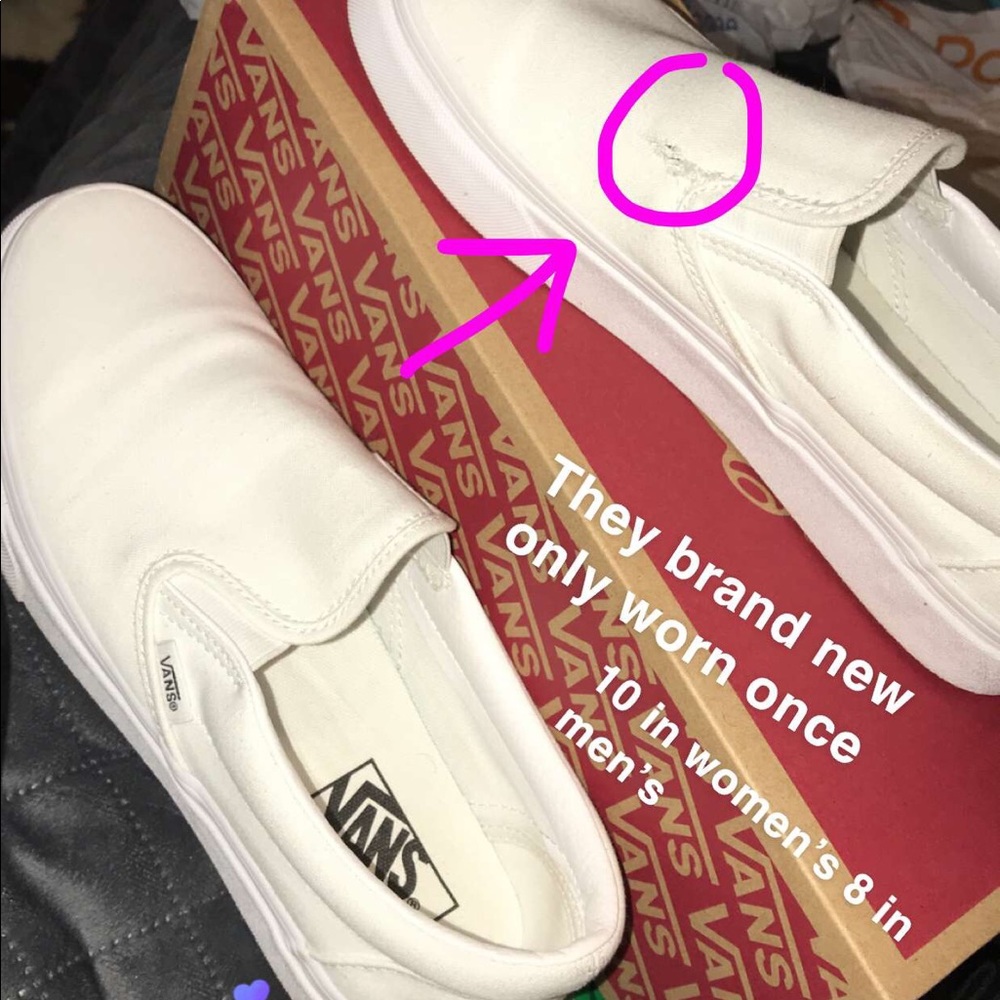 White slip on vans!!